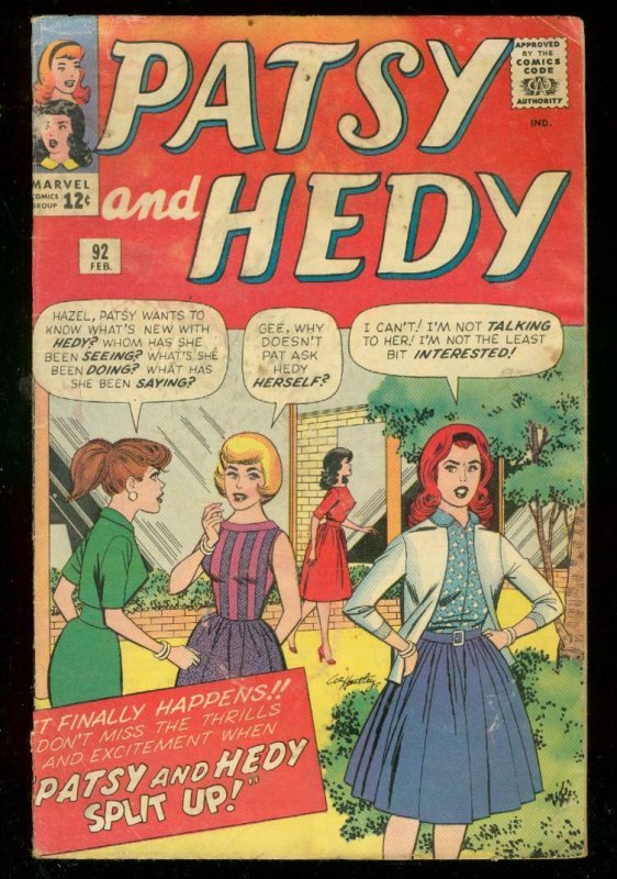 PATSY AND HEDY #92 1964-MARVEL COMICS-SPLIT UP ISSUE! G