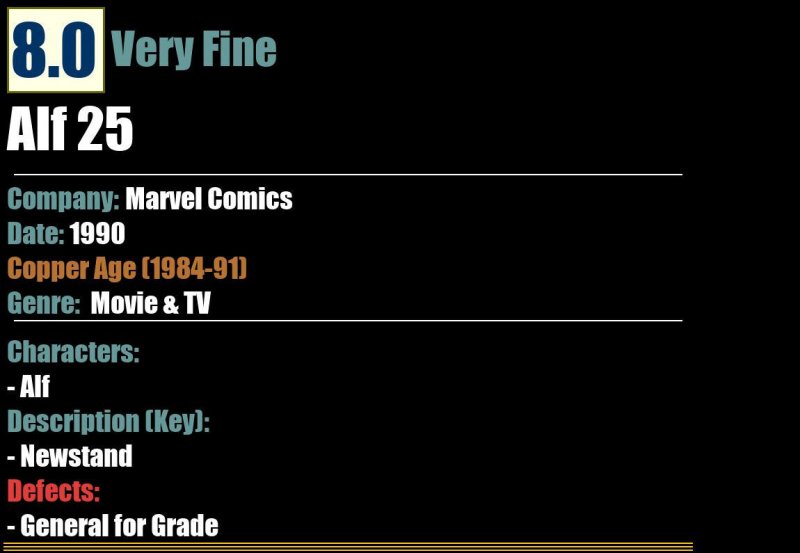 Alf 25 (1990) VF 8.0 Copper Age Marvel Comics Newstand