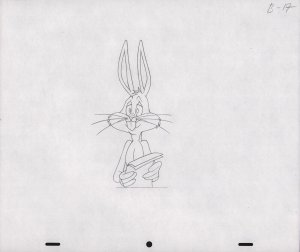 Bugs Bunny Animation Pencil Art - B-17 - Holding Papers - Droopy Eyes