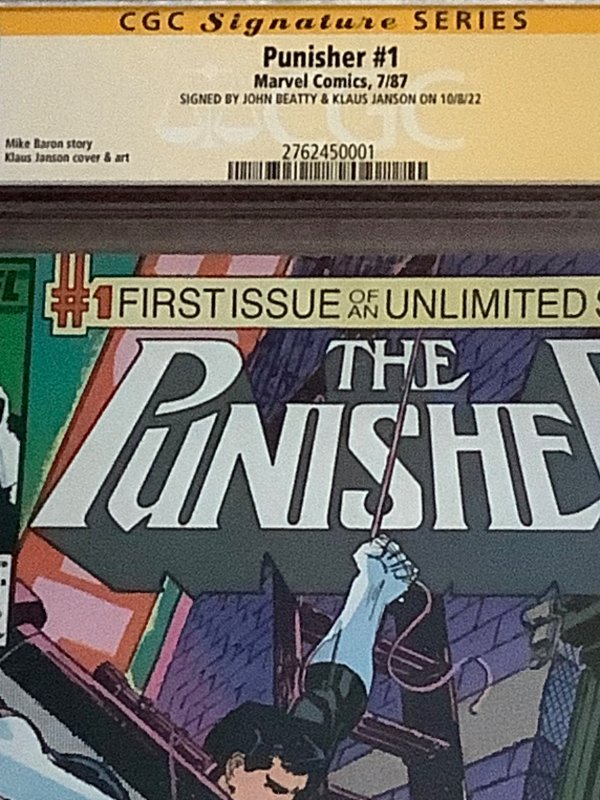 The Punisher #1 (1987) CGC 8.0 Signed by Klaus  Janson & John Beatty