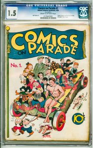 Comics on Parade #1 (1938) CGC 1.5 see desc front of slab detached from back