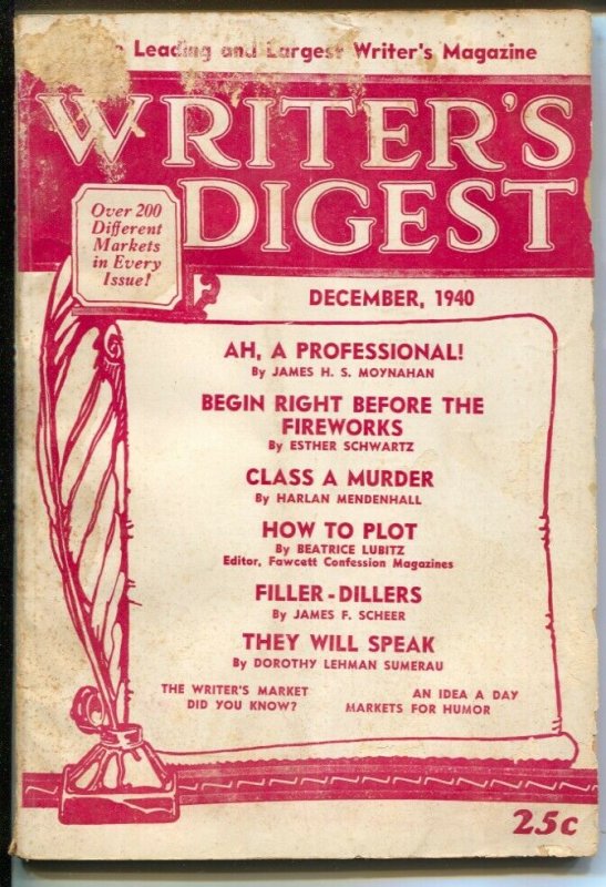 Writer's Digest 12/1940-writer's markets-pulp info & history-Astonishing Stor...