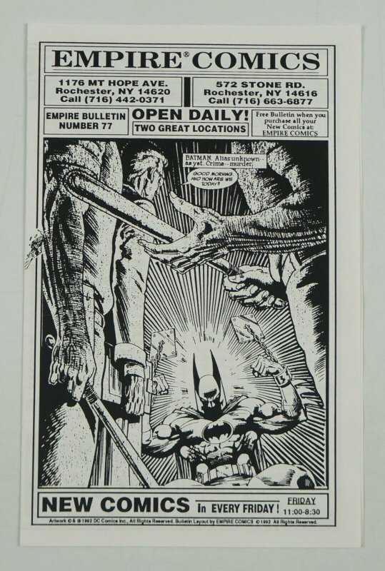 Empire Comics Bulletin #77 - 1992 - Batman in chains cover art - Silver Sable 