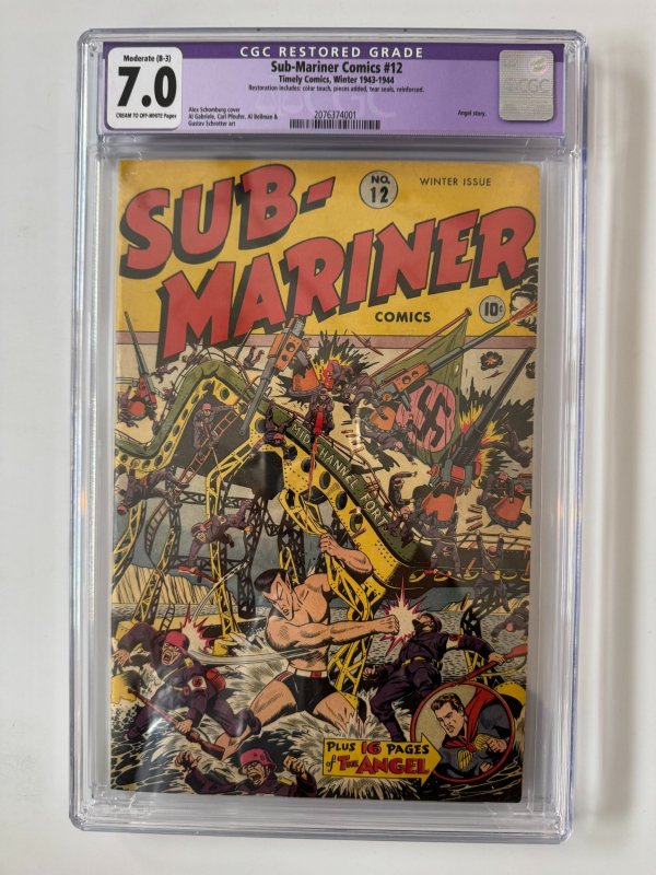 Sub-Mariner Comics #12 CGC  7.0 Japan WWII Cover  Timely Alex Schomburgh (1943)