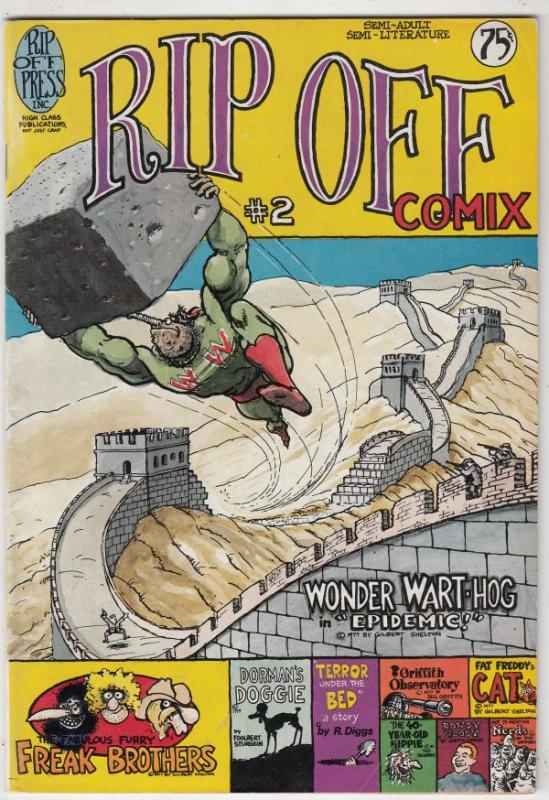 Rip Off Comix #2 (Jan-77) VF High-Grade Wonder Wart-Hog, Freak Brothers, Fat ...