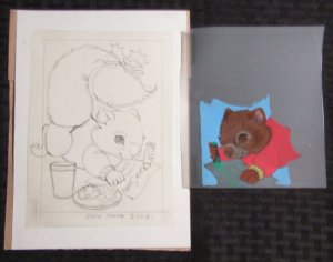 CHRISTMAS Squirrel Writing Santa a Letter Pencil 6.5x9 Greeting Card Art #27431