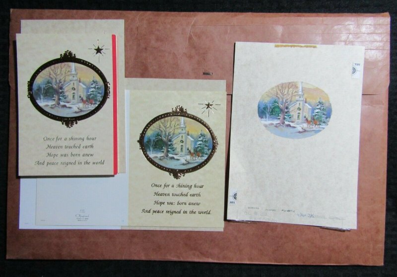 FOR A SHINING HOUR Church in Oval 6x8.5 Greeting Card Art #20647 w/ 10 Cards