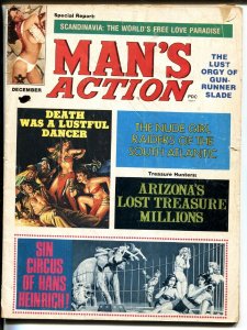 Man's Action 12/1973-Elephant attack cover-Cheesecake-Arizona