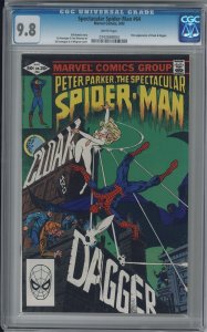 SPECTACULAR SPIDERMAN 64 CGC 9.8 MNM Origin 1st App Cloak Dagger 1982 Unpressed!