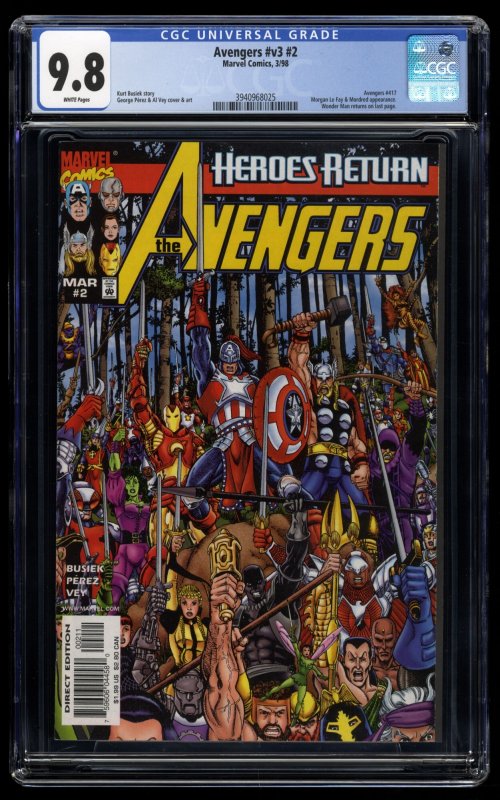 Avengers (1998) #2 CGC NM/M 9.8 White Pages