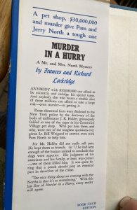 Murder in a hurry, Mr. and Mrs. North mystery, Lockridge, 1955