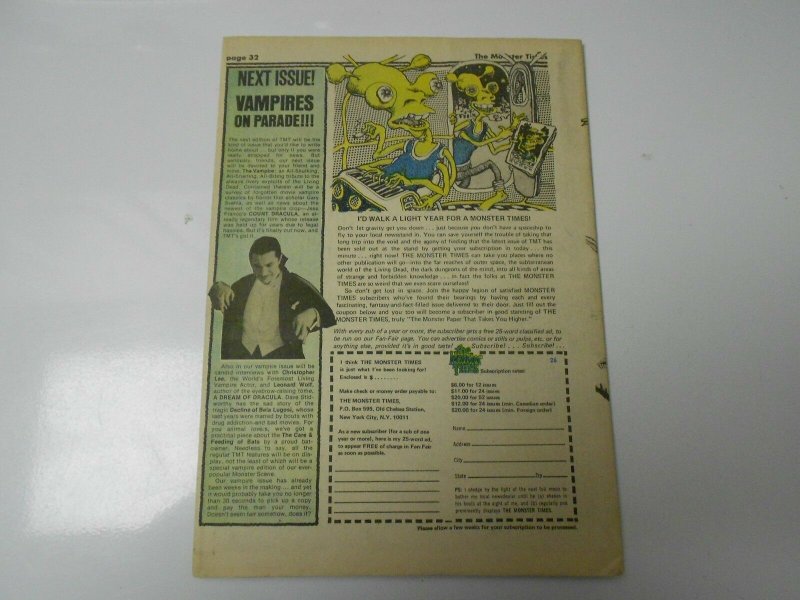 1973 MONSTER TIMES #26 Godzilla DESTROY ALL MONSTERS Poster VF+ Uncirculated