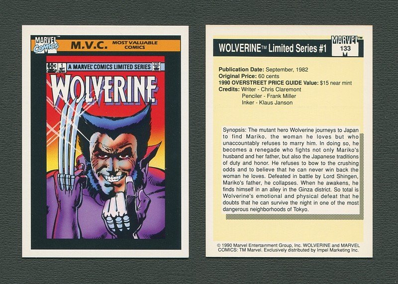 1990 Marvel Comics Card  #133 (Wolverine Limited #1 Cover) / MINT