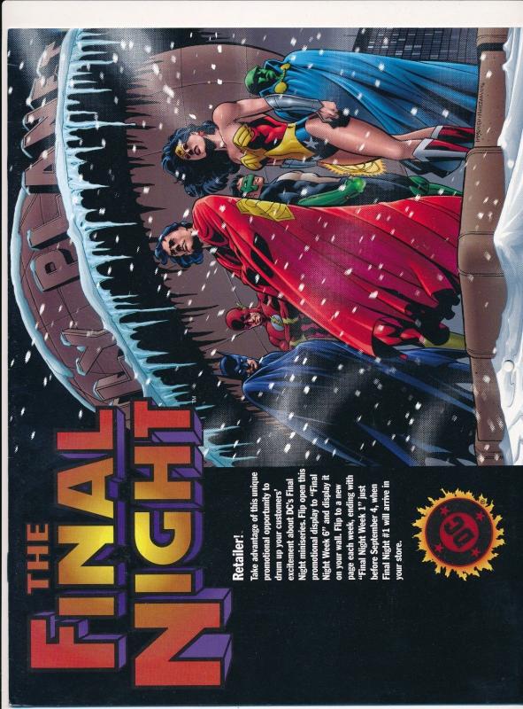 DC Comics THE FINAL NIGHT retailer calendar copy rare ~ Fine  (HX949) 