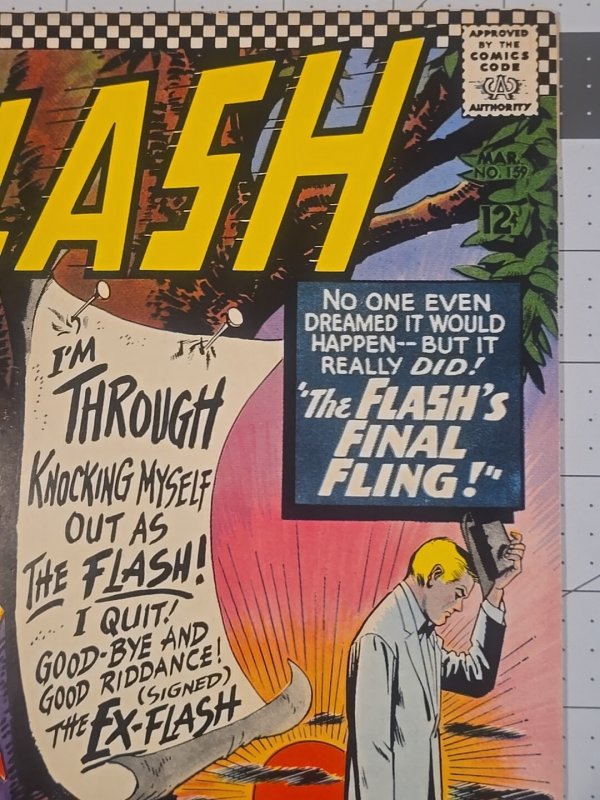 Flash #159 (1966) Flash's Final Fling—Infantino Cover Hanging Costume DC Comics