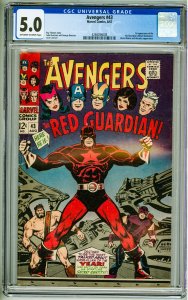 The Avengers #43 (1967) CGC 5.0! OWW Pages! 1st Appearance of the Red Guardian!