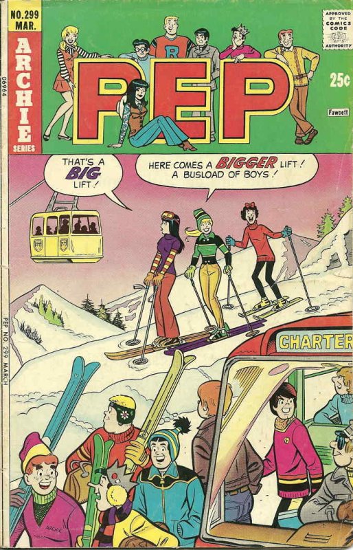 Pep #299 GD ; Archie | low grade comic March 1975 Snow Skiing Cover