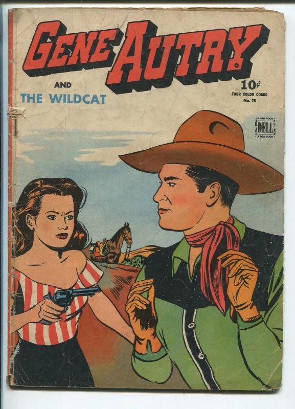 GENE AUTRY FOUR COLOR #75 1945-DELL-JESSE MARSH ART-THE WILDCAT-good+