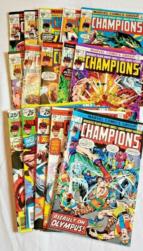 Champions #3 through 17, LOT price 1975 - 1977 Ghost Rider Black Widow Hercules!