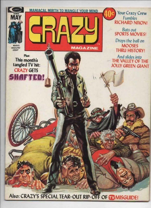 CRAZY #4 Magazine, VF+, Shaft, 1973 1974, Nixon, more in store