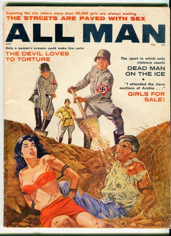 ALL MAN July 1961 Buried alive by Nazis. Men's adventure magazine pulp