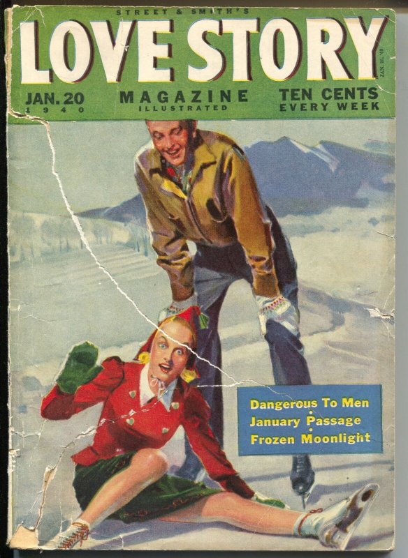 Love Story 1/20/1940-ice skate cover-pulp romance stories-G-