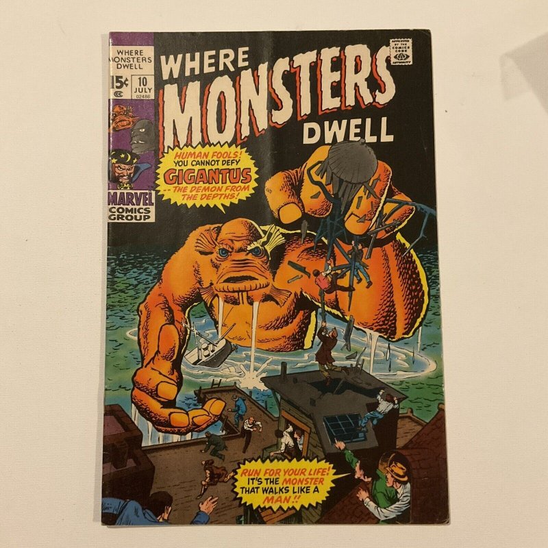 Where Monsters Dwell 10 Fine Fn 6.0 Marvel 1971
