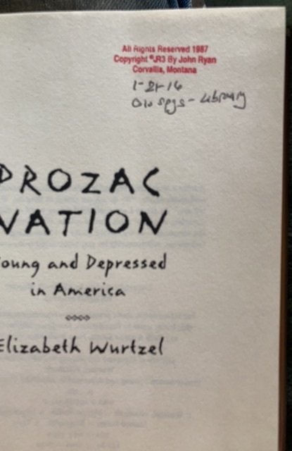 Prozac nation, WURTZEL, 1994, 317p