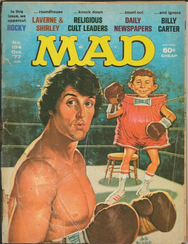 ORIGINAL Vintage Oct 1977 Mad Magazine #194 Rocky Laverne + Shirley