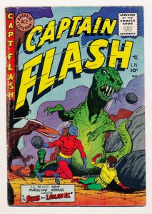 Captain Flash (1954 Sterling) #3 VG/FN Dinosaur cover, Tomboy, Sharkmen+++