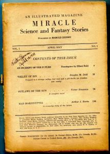 Miracle Science and Fantasy Stories Pulp #1 1931-Valley of Sin