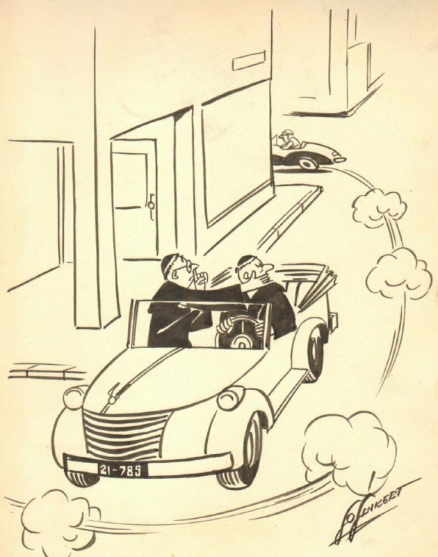 Friars Road Rage - 1960 Humorama gag art by Lo Linkert