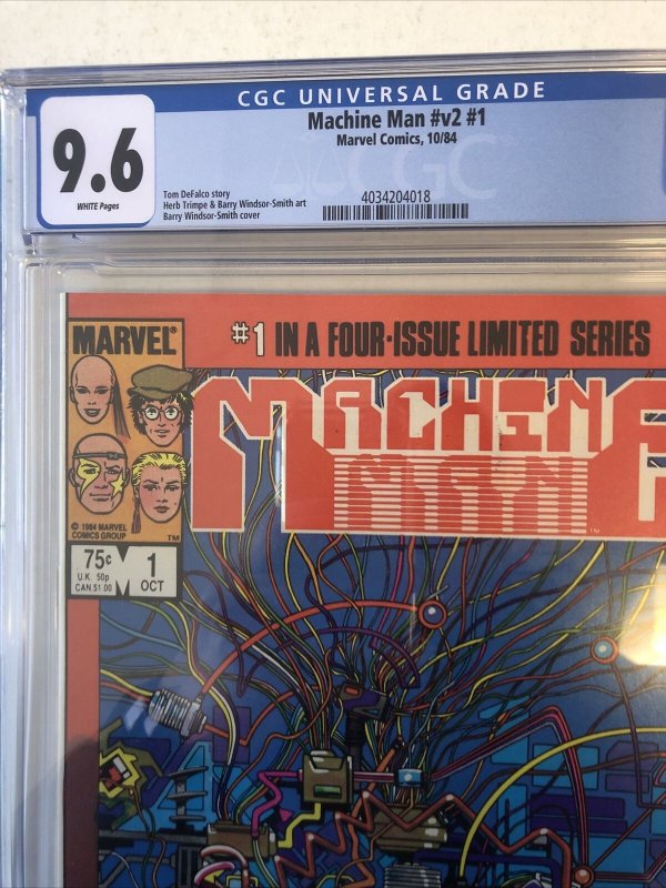 Machine Man (1984)#v2 #1 (CGC 9.6 WP) Tom DeFalco | Barry Windsor-smith Cover