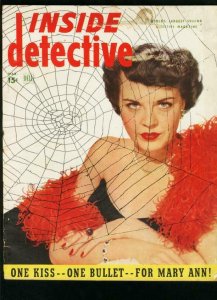 INSIDE DETECTIVE MARCH 1949-GOOD GIRL ART-TRUE CRIME-SPIDER WEB COVER G