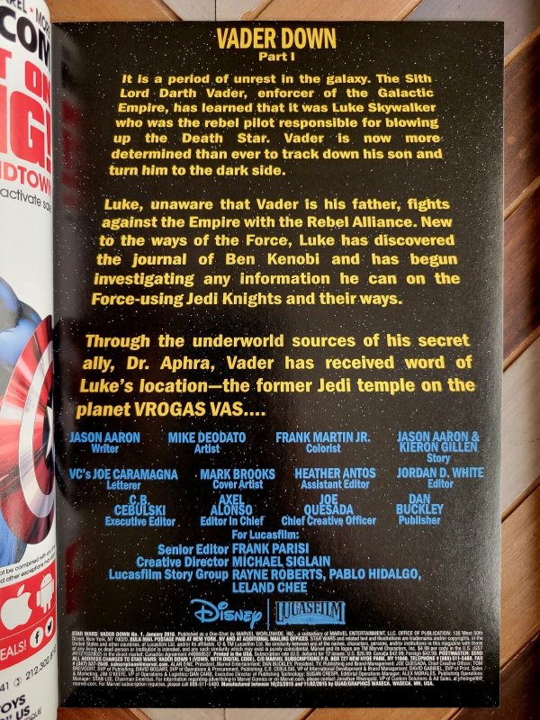 Star Wars: Vader Down (Marvel 2015) Mark Brooks Cover VF/NM Darth 1-Shot Special