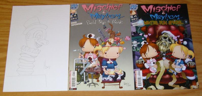 David Hutchison's Mischief & Mayhem set of (2) VF/NM one-shots + sketch