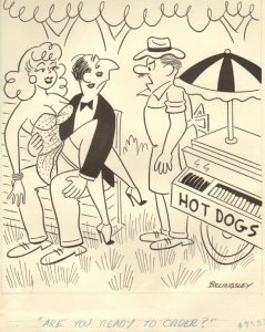 Making out with Sexy Babe at Hotdog Stand - 1961 art by Billingsley