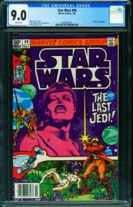 STAR WARS #49-CGC 9.0 THE LAST JEDI-comic book Newsstand
