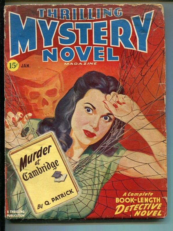 THRILLING MYSTERY NOVEL 01/1947-SPIDER WEB-SKULL-HARD BOILED PULP-good