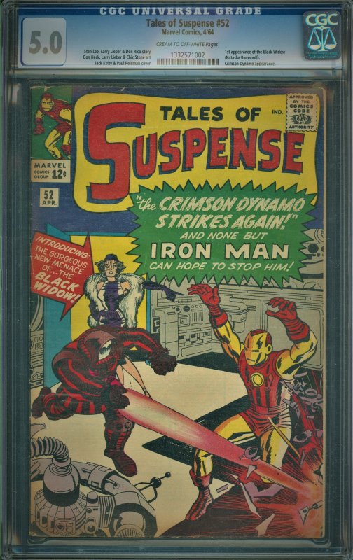 Tales of Suspense #52 (1964) CGC Graded 5.0 - First appearance of Black Widow!