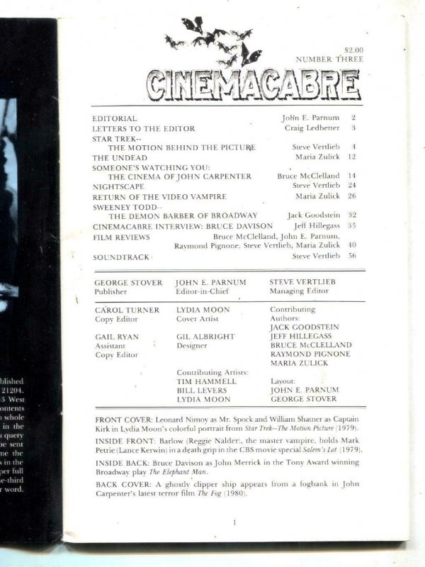 Cinemacabre fanzine #3 1980- Star Trek- John Carpenter