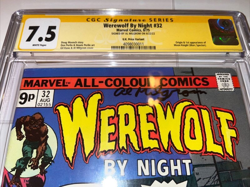 Werewolf By Night (1975) # 32 (CGC 7.5) 1st App Moon Knight • Rare UK Edition