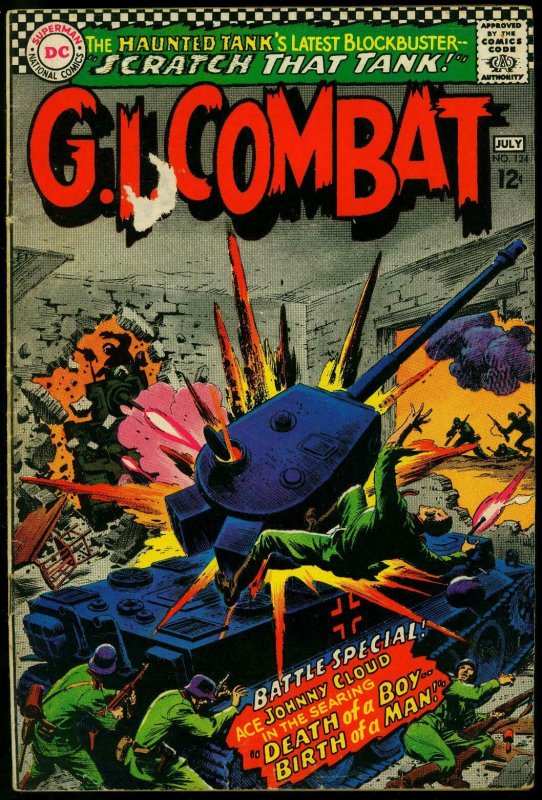 GI Combat #124 - Haunted Tank- DC Silver Age War Comic VG-