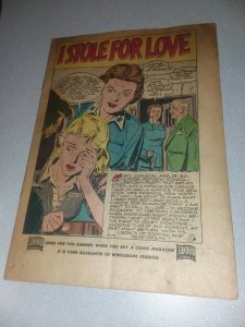 Popular Romance #9 standard comics 1950 golden age photo cover I stole for love!