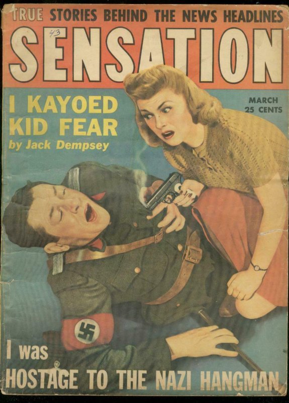 Sensación de marzo de 1943-Tapa nazi brutales-Jack Dempsey Segunda Guerra Mundial G 