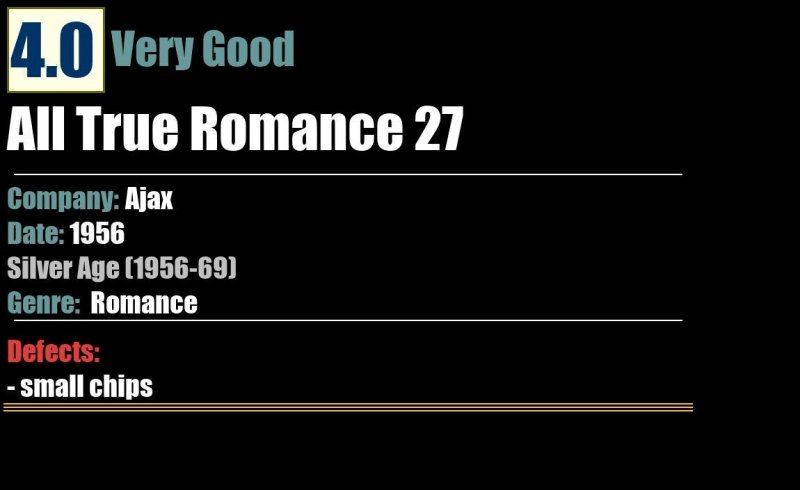 All True Romance 27 (1956) VG 4.0 Silver-Age Ajax Romance comic