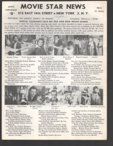 Movie Star News Mail Order Sales Catalog Supplement #Q 1960's-Irving Klaw-8 x...