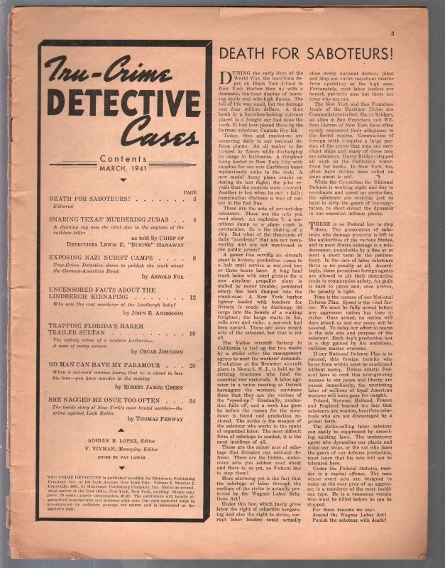 Tru-Crime Detective Stories #1 3/1941- Lindbergh kidnapping