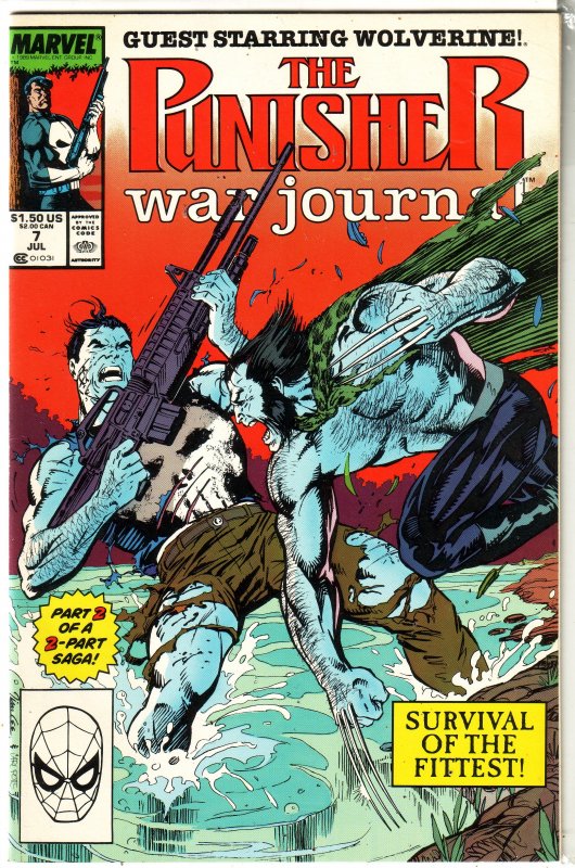 Punisher War Journal (vol. 1, 1988) # 7 VF Potts/Jim Lee, Wolverine