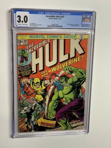 Incredible hulk 181 cgc 3.0 ow/w pages marvel 1974 1st wolverine 